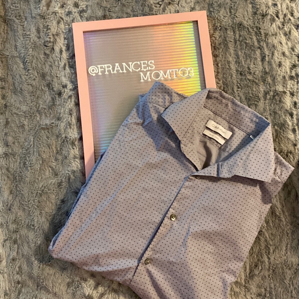Worn once!  Calvin Klein gray dress shirt Large